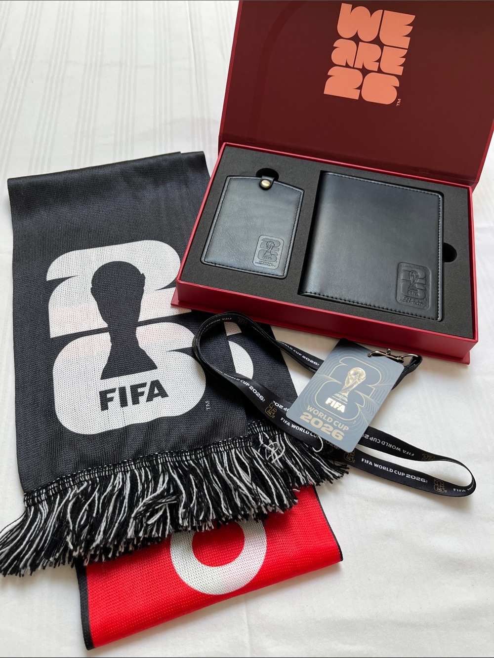 NWOT FIFA 2026 Black Leather Wallet & Tag Holder Gift Set